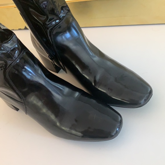 Aldo Black Patent Shiny Ankle Block Heel Booties - Picture 5 of 8